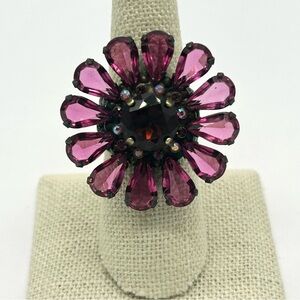Sorrelli Crystal Flower Band Ring